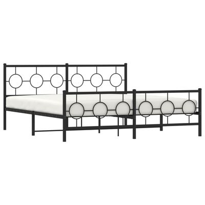 vidaXL Estructura cama sin colchón con estribo metal negro 180x200 cm