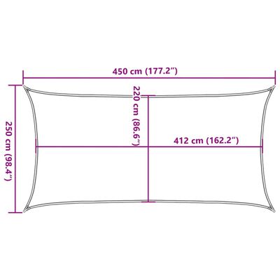 vidaXL Toldo de vela poliéster oxford 100% arena 4,5x2,5 m