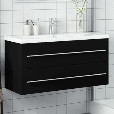 vidaXL Mueble de baño con lavabo integrado negro