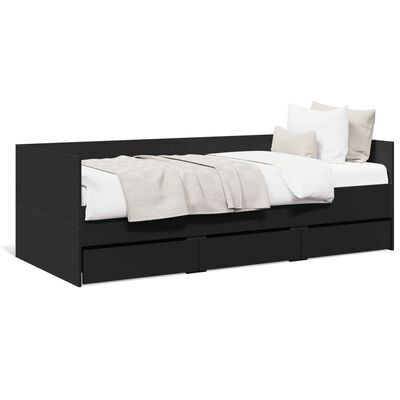 vidaXL Sofá cama con cajones sin colchón negro 75x190 cm