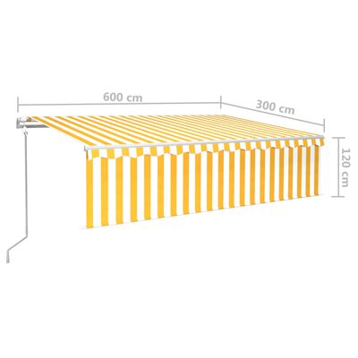 vidaXL Toldo automático persiana LED sensor de viento 6x3 m