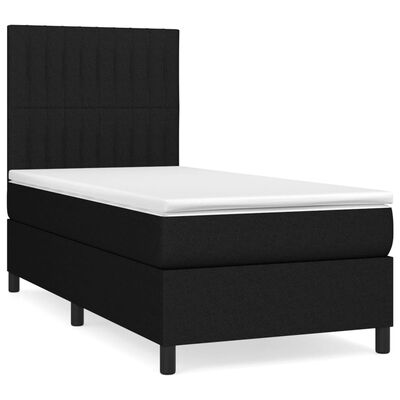 vidaXL Cama box spring con colchón tela negro 90x190 cm