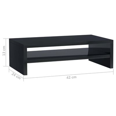 vidaXL Soporte para pantalla contrachapada negro brillante 42x24x13 cm