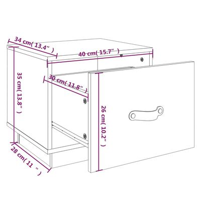 vidaXL Mesitas de noche 2 uds madera maciza pino blanco 40x34x35 cm