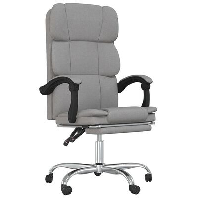 vidaXL Silla de oficina reclinable de tela gris claro