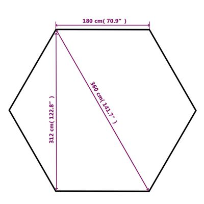 vidaXL Carpa de jardín con cortinas hexagonal 360x265 cm