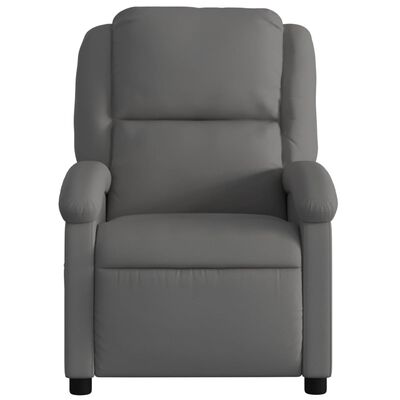 vidaXL Sillón reclinable de masaje cuero auténtico gris