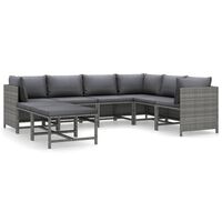 vidaXL Set de muebles de jardín 8 pzas y cojines ratán sintético gris