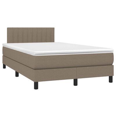 vidaXL Cama box spring con colchón y LED tela gris taupe 120x200 cm