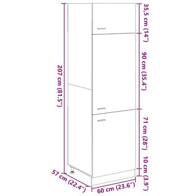 vidaXL Mueble frigorífico madera ingeniería roble Sonoma 60x57x207 cm