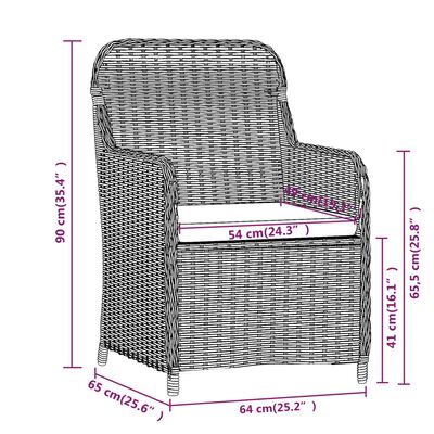 vidaXL Juego de comedor de jardín 5 piezas con cojines marrón