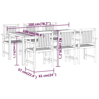 vidaXL Juego de comedor de jardín 7 piezas madera maciza de acacia