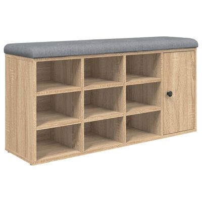 vidaXL Banco zapatero madera de ingeniería roble Sonoma 102x32x50 cm