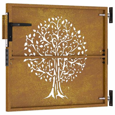 vidaXL Puerta de jardín acero corten diseño árbol 85x100 cm