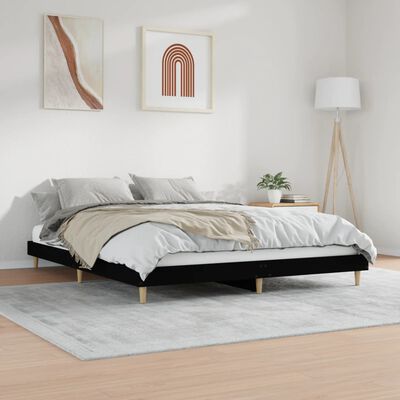 vidaXL Estructura de cama madera de ingeniería negra 160x200 cm