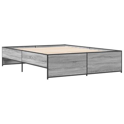 vidaXL Estructura cama madera ingeniería metal gris Sonoma 140x200 cm