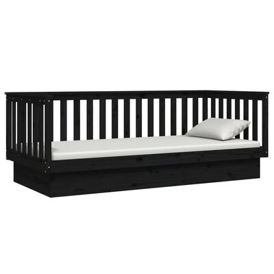 vidaXL Sofá cama de madera maciza de pino negro 100x200 cm