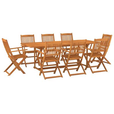 vidaXL Set comedor de jardín 9 piezas madera maciza acacia 220x90x75cm