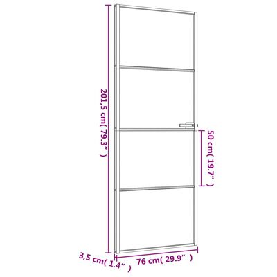 vidaXL Puerta interior delgada negra vidrio y aluminio 76x201,5 cm