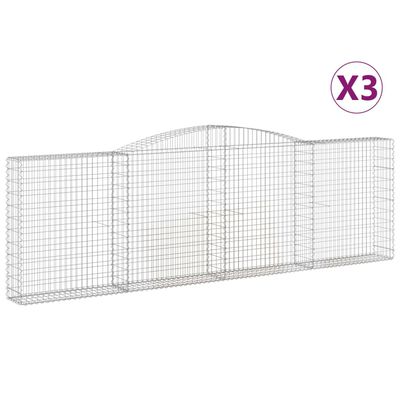 vidaXL Cestas de gaviones 3 uds forma de arco hierro 400x30x120/140 cm