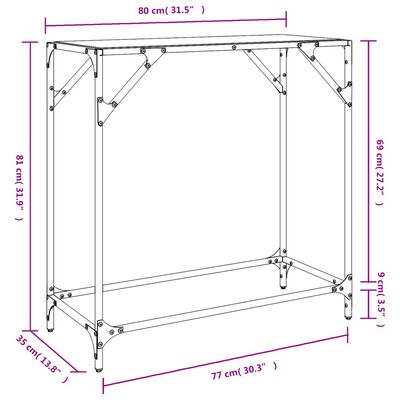 vidaXL Mesa consola con superficie de vidrio negro acero 60x35x81 cm