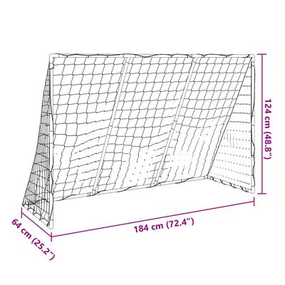 vidaXL Portería de fútbol con balones 2 en 1 blanco 184x64x124 cm