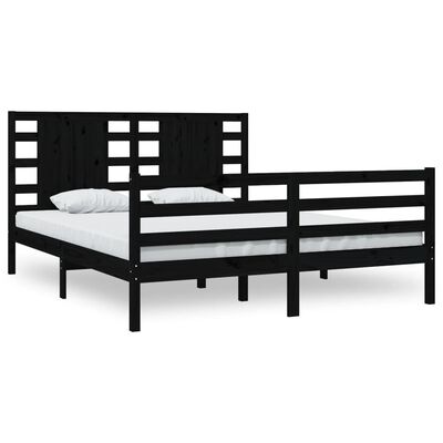 vidaXL Estructura de cama de madera maciza de pino negro 200x200 cm