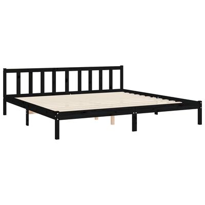 vidaXL Estructura cama de matrimonio con cabecero madera maciza negro