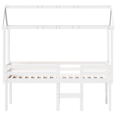 vidaXL Cama alta con techo madera maciza pino blanca 75x190 cm