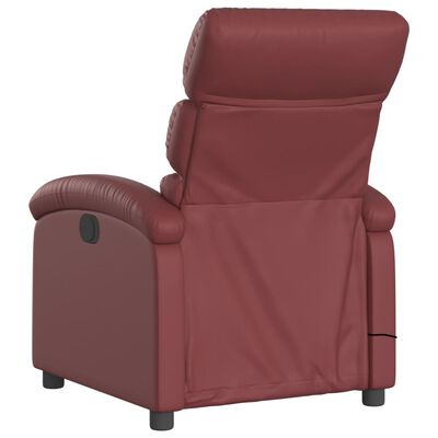 vidaXL Sillón de masaje reclinable cuero sintético rojo tinto