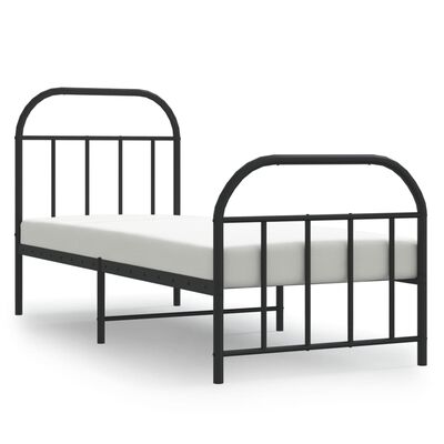 vidaXL Estructura de cama con cabecero y estribo metal negro 75x190 cm