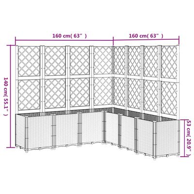 vidaXL Jardinera con enrejado PP marrón 160x160x140 cm