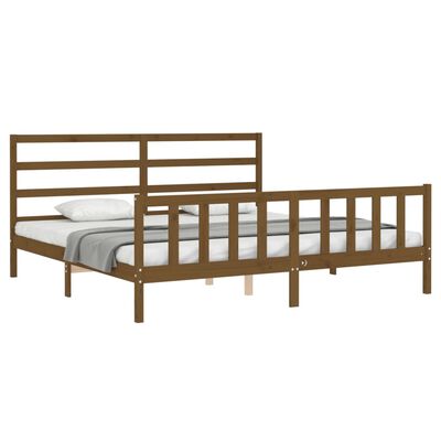 vidaXL Estructura cama y cabecero madera maciza marrón miel 200x200 cm