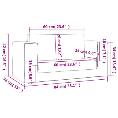 vidaXL Sofá cama de niños 2 plazas felpa suave gris claro