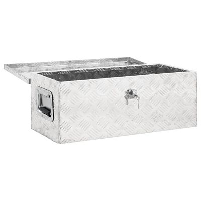 vidaXL Caja de almacenaje de aluminio plateado 70x31x27 cm