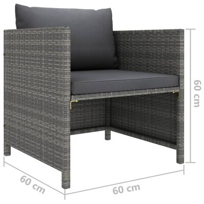 vidaXL Set de muebles de jardín 7 pzas y cojines ratán sintético gris