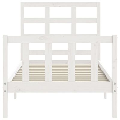 vidaXL Estructura de cama con cabecero madera maciza blanco 90x200 cm