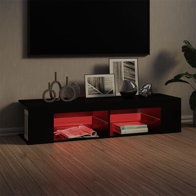 vidaXL Mueble de TV con luces LED negro 135x39x30 cm