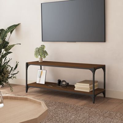 vidaXL Mueble para TV contrachapada y acero roble marrón 100x33x41 cm