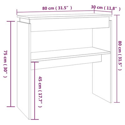 vidaXL Mesa consola madera contrachapada gris Sonoma 80x30x80 cm