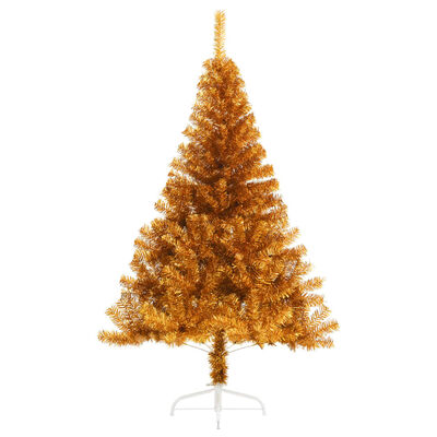 vidaXL Medio árbol de Navidad artificial con soporte PET dorado 120 cm