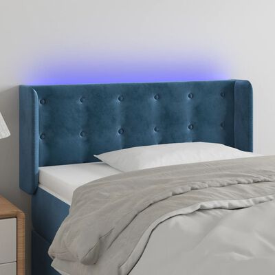 vidaXL Cabecero con LED de terciopelo azul oscuro 103x16x78/88 cm