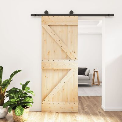 vidaXL Puerta corredera con herrajes madera maciza de pino 85x210 cm