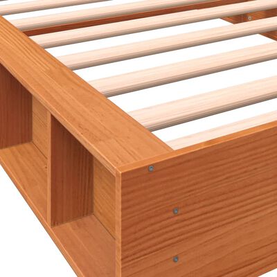 vidaXL Cama sin colchón madera maciza de pino marrón cera 100x200 cm