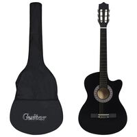 vidaXL Set de guitarra clásica occidental 12 pzas 6 cuerdas negra 38"