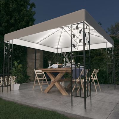 vidaXL Carpa cenador de jardín con tira de luz LED 3x3 m blanco