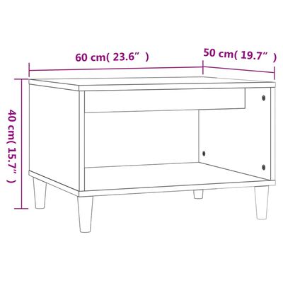 vidaXL Mesa de centro madera contrachapada blanco brillo 60x50x40 cm