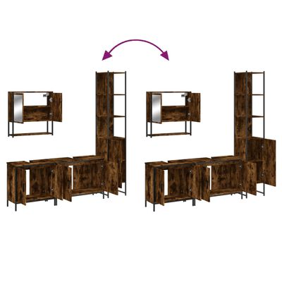 vidaXL Set de muebles baño 4 pzas madera contrachapada roble ahumado