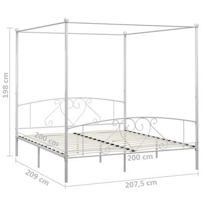 vidaXL Estructura cama con dosel sin colchón metal blanco 200x200 cm