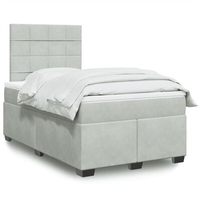 vidaXL Cama box spring con colchón terciopelo gris claro 120x200 cm